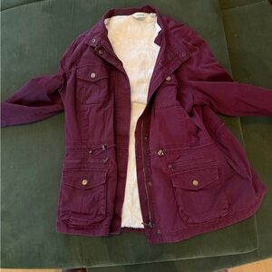 L.L. Bean Plum Jacket with Cream Sherpa Lining